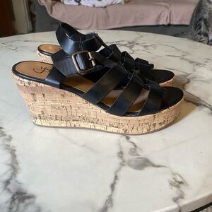 Black Wedge Sandals
